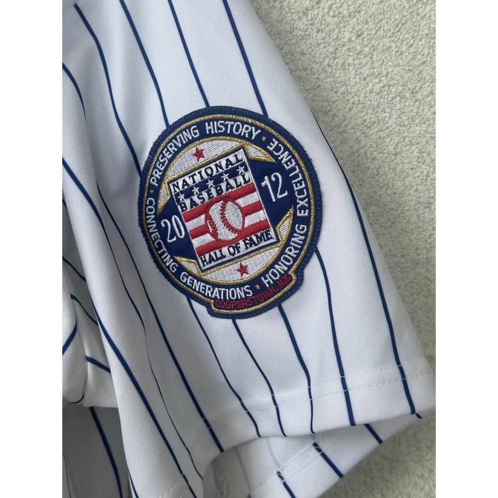 Majestic Chicago Cubs Ron Santo #10 Pinstripe Jersey Hall of Fame 2012 Men’s XL - Picture 4 of 11